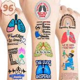 (96PCS) Best Respiratory Therapist Care Week Temporary Tattoos Birthday Themed Party Supplies Decorations Favors Cute Funny Lung Nerd Stickers Tattoo Gifts for Kids Girls Boys Women Decor Class Reward